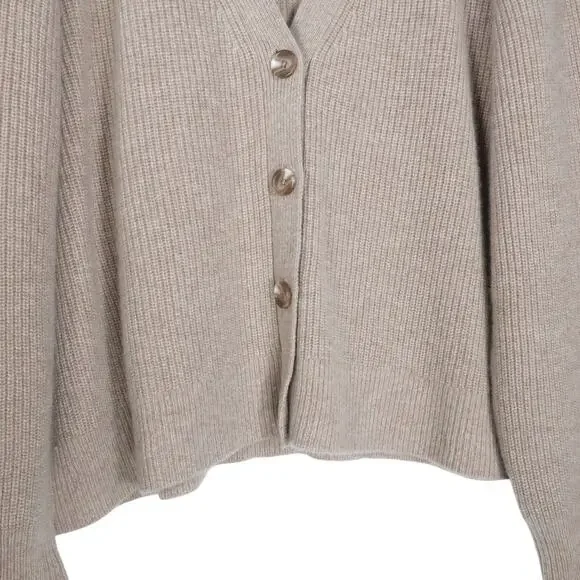 GUC Repaired Quince XL Oatmeal Mongolian Cashmere Fisherman Cropped Cardigan - Picture 5 of 12